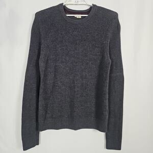 Bridge & Burn Mens XL 100% Merino Wool Gray Ribbed Crewneck Sweater Soft & Comfy